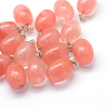 Oval Dyed Cherry Quartz Glass Pendants G-Q433-12-1