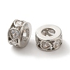 Hollow Heart Brass Micro Pave Cubic Zirconia European Beads KK-C072-09P-1