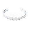 Non-Tarnish 304 Stainless Steel Textured Open Cuff Bangles for Women LS-STAS-B068-02P-2