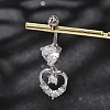 Alloy Crystal Rhinestone Dangle Curved Barbell Belly Rings AJEW-R007-04P-06-1