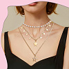 2Pcs 2 Styles Star Alloy Pendant 3 Layered Necklaces for Women NJEW-SC0001-55-4