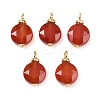 Natural Mixed Gemstone Faceted Hexagonal Cut Flat Round Pendants KK-B157-39G-2