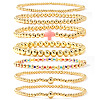 7Pcs Brass Round Beaded Bracelets for Women SB9067-3-1