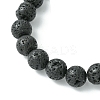 Natural Lava Rock & Gemstone Stretch Bracelet with Alloy Fairy Charms BJEW-JB08730-4