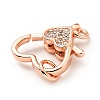 Brass Micro Pave Clear Cubic Zirconia Heart Lobster Claw Clasps KK-G416-35RG-2