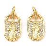 Rack Plating Brass Micro Pave Clear Cubic Zirconia Pendants KK-M253-01G-1