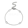 Anti-Tarnish 304 Stainless Steel Heart Link Chains Anklets High Polished AJEW-A057-09B-P-1