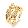 Rack Plating Brass Micro Pave Cubic Zirconia Open Cuff Ring for Women RJEW-F153-03G-1