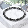 Brass Round Beaded Stretch Bracelets for Men Women BJEW-G736-01-1