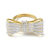 Ion Plating(IP) 304 Stainless Steel Rhinestone Wide Band Rings for Women RJEW-P095-01G-2