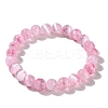 Dyed Natural Selenite Round Beaded Stretch Bracelet for Women BJEW-G697-02B-3