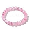 Dyed Natural Selenite Round Beaded Stretch Bracelet for Women BJEW-G697-02B-3