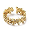 Brass Micro Pave Clear Cubic Zirconia Open Cuff Rings for Women RJEW-G296-02G-2