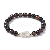 8mm Round Mixed Gemstone Beaded Stretch Bracelets BJEW-JB10309-3