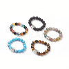 Natural & Synthetic Mixed Stone Stretch Finger Rings RJEW-JR00221-1