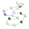 304 Stainless Steel Cat Eye Round Beads Handmade Chain Necklaces for Women NJEW-C073-01P-07-4