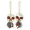 Butterfly Brass & Natural Mixed Stone Pendant Decorations HJEW-Z007-04G-2