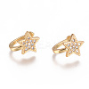 Golden Plated Brass Micro Pave Cubic Zirconia Cuff Earrings X-EJEW-L244-39G-1