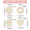 96Pcs 4 Styles Rack Plating Brass Filigree Connector Charms KK-CA0002-89-2