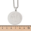 201 Stainless Steel Flat Round with Arabic Pendant Box Chain Necklaces for Women Men NJEW-R013-03P-5