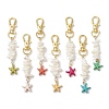 Natural White Mother of Pearl Shell & Synthetic Turquoise Starfish Pendant Decorations HJEW-JM02986-1
