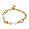 304 Stainless Steel Cable & Cuban Link Chain Bracelets for Women BJEW-C089-07G-4