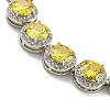 Flat Round Glass Link Chain Bracelets BJEW-H604-02P-04-2