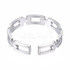 Non-Tarnish 304 Stainless Steel Rectangle Wrap Open Cuff Ring LS-RJEW-T023-70P-2