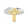 Rack Plating Brass Micro Pave Cubic Zirconia Open Cuff Rings LS-RJEW-C076-07A-G-2