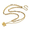304 Stainless Steel Bowknot Pendant Necklaces NJEW-L182-001G-07-5