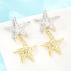 Brass Micro Pave Cubic Zirconia Dangle Stud Earrings EJEW-G471-29C-GP-3