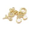 Brass Micro Pave Clear Cubic Zirconia European Dangle Charms LS-KK-K368-36G-2