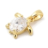 Rack Plating Leaf Brass Clear Cubic Zirconia Pendants KK-S407-13G-A-2