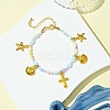 Starfish & Shell & Cross Alloy Charm Bracelet BJEW-FS00016-1