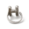 Letter Brass Micro Pave Clear Cubic Zirconia Open Cuff Ring for Women RJEW-N046-03H-P-3