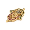 Rack Plating Brass Micro Pave Cubic Zirconia Religion Hamsa Hand Connector Charms KK-C074-55G-01-2
