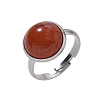 Half Round Natural Red Jasper Finger Rings RJEW-M062-01P-19-2