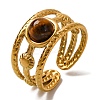 Round Natural Mixed Stone Finger Rings RJEW-Q822-15G-2