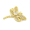 Rack Plating Brass Pave Clear Cubic Zirconia Dragonfly Connector Charms KK-P270-19G-2