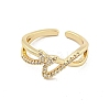 Brass Micro Pave Cubic Zirconia Cuff Rings RJEW-I103-070G-2