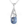 Steel Blue Teardrop Brass with Plastic Pendant Necklaces for Women FS-WG80BCE-01-5