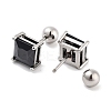 Square 316 Surgical Stainless Steel Pave Cubic Zirconia Cartilage Earrings for Women Men EJEW-Z050-34B-02P-2
