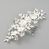 Bridal Flower Pearl Rhinestone Alloy Hair Combs MRMJ-WH0077-061S-1
