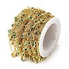 Brass Cubic Zirconia Cable Chains CHC-H112-02G-04-2