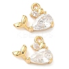 Brass Micro Pave Cubic Zirconia Whale Shape Charms KK-A281-08G-1