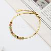 Colorful Zircon Beaded Link Bracelet with Herringbone Chains JB767A-1