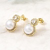 Brass Micro Pave Cubic Zirconia Stud Earrings CU-CBABA66-08G-2