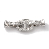 Oval Rack Plating Brass Micro Pave Clear Cubic Zirconia Fold Over Clasps KK-A225-09P-1