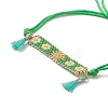 Handmade Japanese Seed Rectangle with Flower Link Braided Bead Bracelet BJEW-MZ00014-01-2