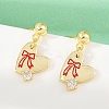 Brass Micro Pave Clear Cubic Zirconia Heart Dangle Stud Earrings EJEW-S277-12G-3
